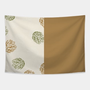 Gold Vertical Split Colorful Pinecone Pattern on Cream Off-White Tapestry