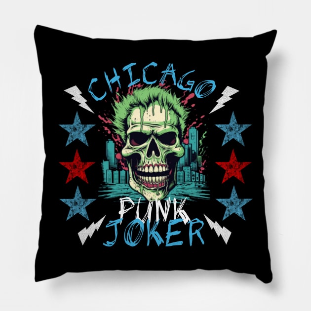 Chicago Punk Joker Pillow by OfficialGraveyard