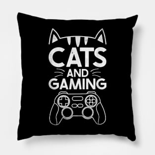 Cats And Gaming Funny Cat Lover Gaming Gift Gamer Pillow