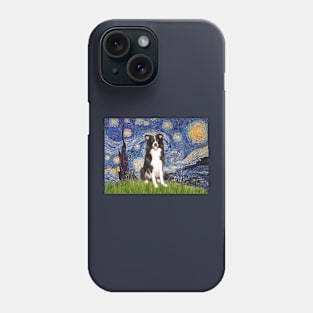 Starry Night Adaptation with a Border Collie Phone Case