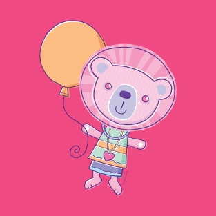 Pink Lion Holding Balloon T-Shirt