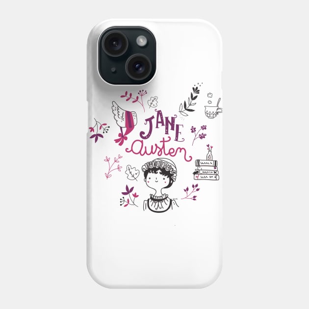 Jane Austen cartoon portrait Phone Case by violinoviola