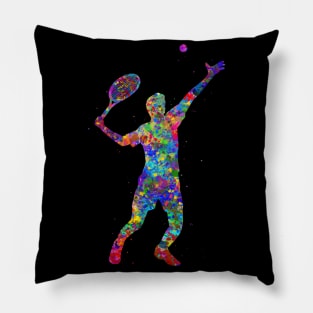 Tennis player watercolor Pillow