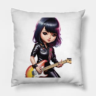 Chibi Rock Guitar Girl Pillow