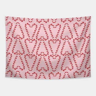 Candy Cane Hearts on bubble gum pink Tapestry