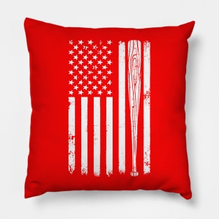 Vintage Baseball Bat American Flag Pillow