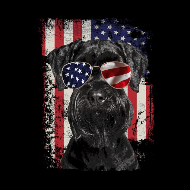 Sleek Schnauzer Silhouettes American Flag for Doggy Devotees by Kevin Jones Art