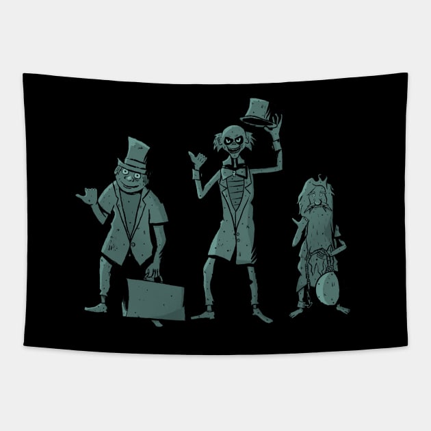 BEWARE of Hitchhiking Ghosts Tapestry by jonlewisdrawsthings