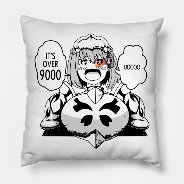 Nohkins Hanabata - its over 9000 Pillow by Dokey4Artist