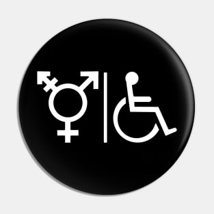 Gender Neutral and Whelchair Inclusive Bathroom Sign Pin