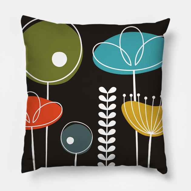 Mid Century Flowers Simple Pillow by amyvanmeter