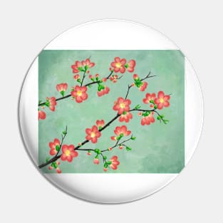 Flowering Quince Blossoms Pin