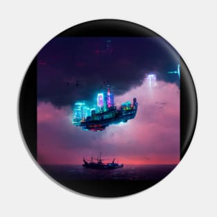 Lofi Zenith - Cyberpunk Cityscape Pin