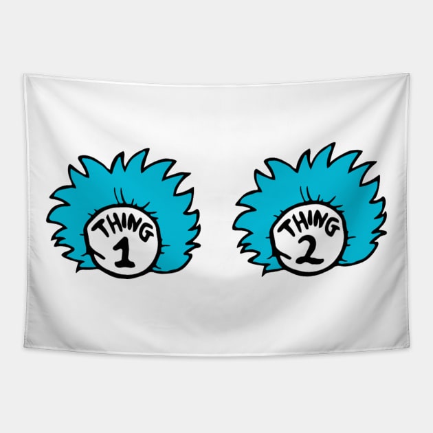 Thing 1 and Thing 2 Tapestry by JAFARSODIK