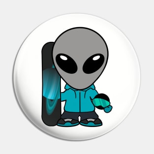 Snowboard Gray Alien Extraterrestrial Pin