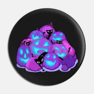 Black Cats in the Purple Pumpkin Patch Pin