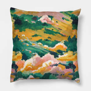 Green, yellow, and Pink Sky Pillow