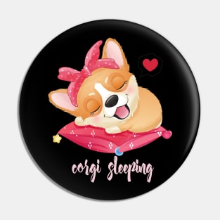 cute little corgi sleeping pillow tshirt Pin