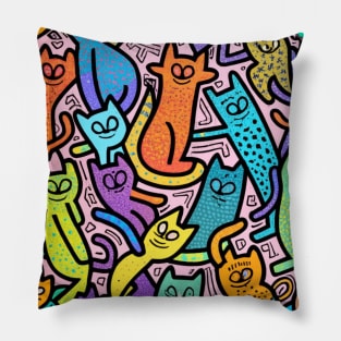 Retro Cat Graffiti Art Pillow