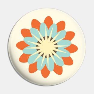 Retro Flower in buttercream, orange and light blue Pin