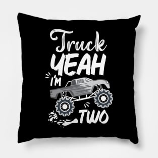 Kids 2nd Birthday Truck Yeah I'm Two, Funny Joke Pillow