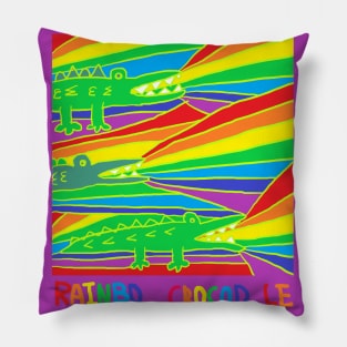 rainbow crocodile Pillow