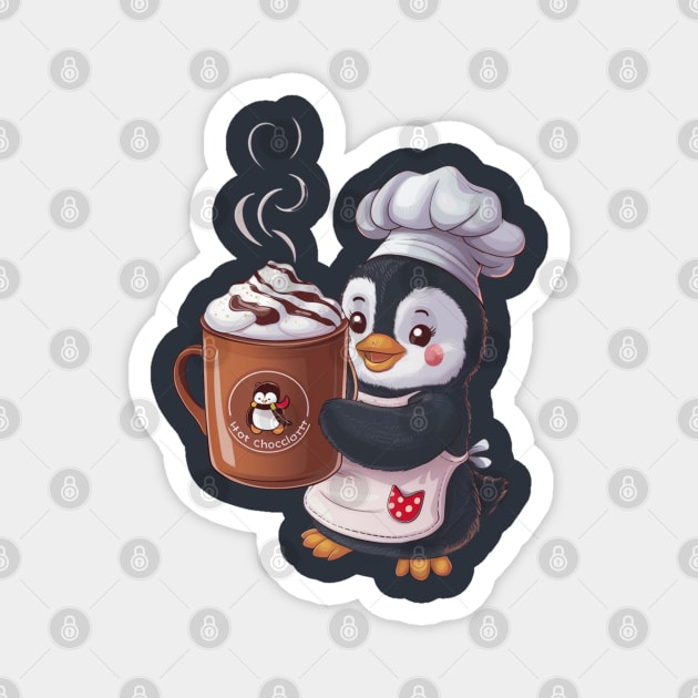 Penguin hot chocolate lover Magnet by Spaceboyishere