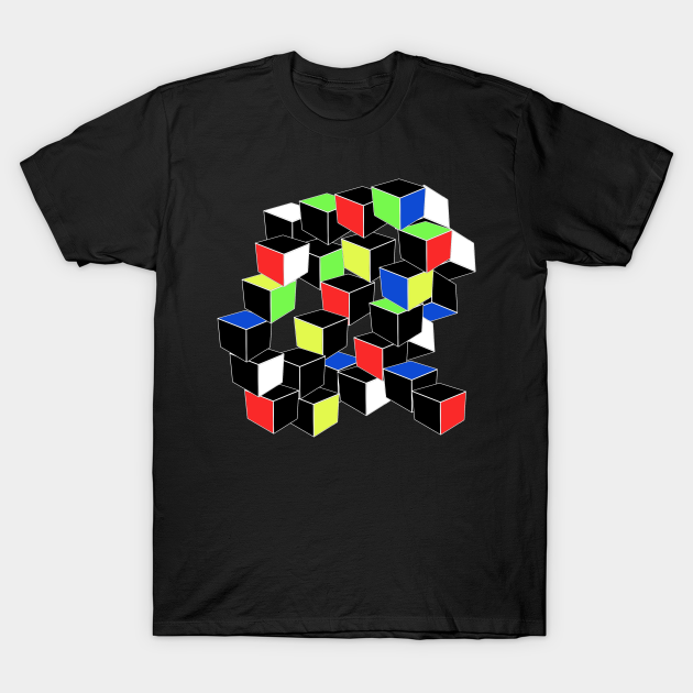 Optical Illusion Shirt - Cubes in 6 colors- Cubist T-Shirt - Optical ...