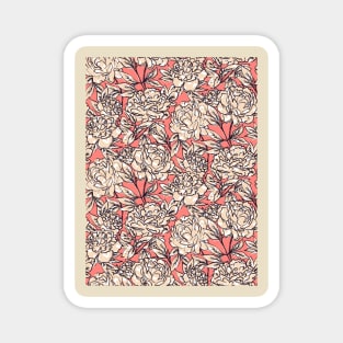 Coral and Peach Leopard Peonies Magnet