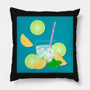 Cocktail Mojito with lemon and lime Pillow