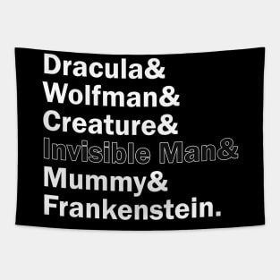 Funny Names x Universal Monsters Dracula Frankenstein Creature Mummy Wolfman Tapestry