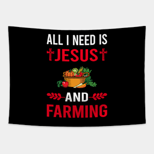 I Need Jesus And Farming Farm Farmer Tapestry