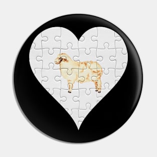 Jigsaw  Sheep Heart Design - Farm Animals Sheep Pin