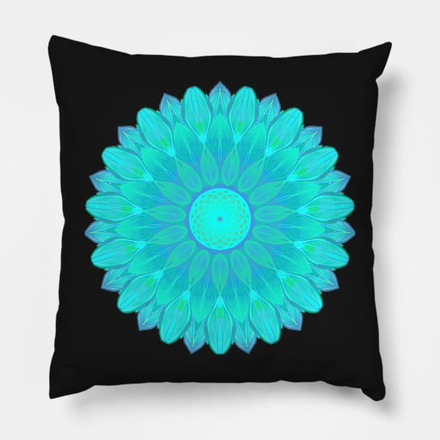 Turquoise Delight Mandala Pillow by Adele