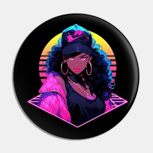 Retro Wave 80s Anime Girl – Anime Sticker Pin