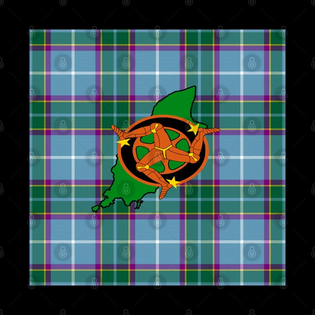 Manx Tartan 3 Legs Man Map by ManxHaven