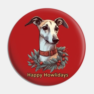 Happy Howlidays Greyhound Pin