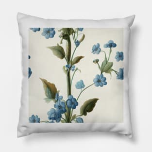 Vintage Floral Romantic Blue Forget Me Not Flower Design Pillow