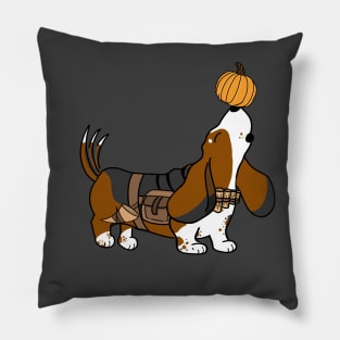 Pumpkin Basset Hound Bard | DND Dogs | Fantasy Art Pillow