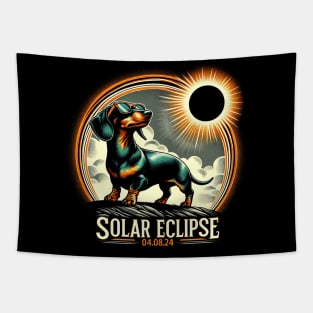 Dazzling Dachshund Eclipse: Unique Tee with Adorable Long-Haired Dachshunds Tapestry