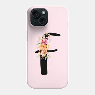 Letter F With Watercolor Floral Wreath Phone Case