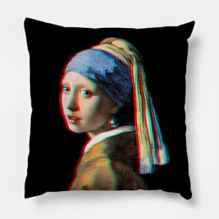 Girl with a Pearl Earring 3D Colorful Effect Pillow