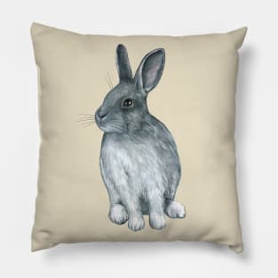 Hand drawn watercolor cute rabbit, bunny Pillow