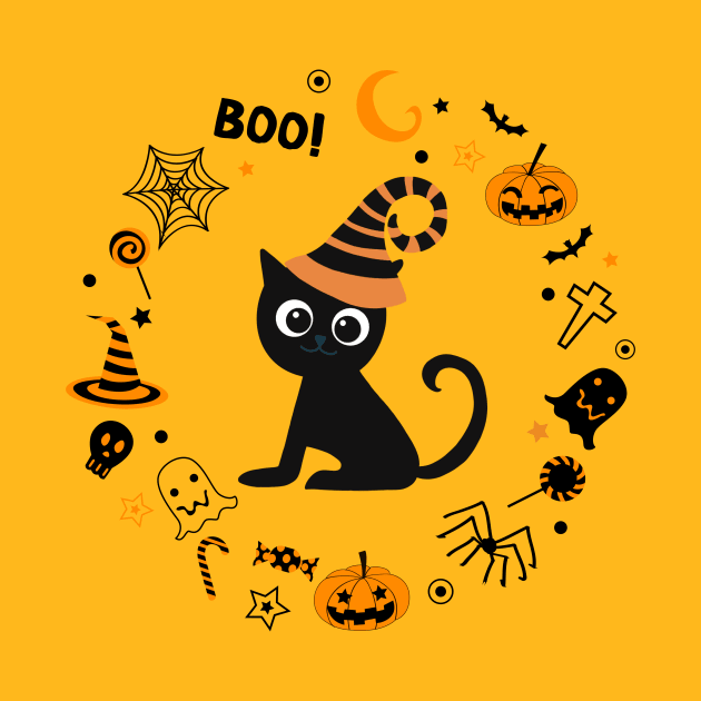 Halloween kitten BOO by ArtDreamStudio