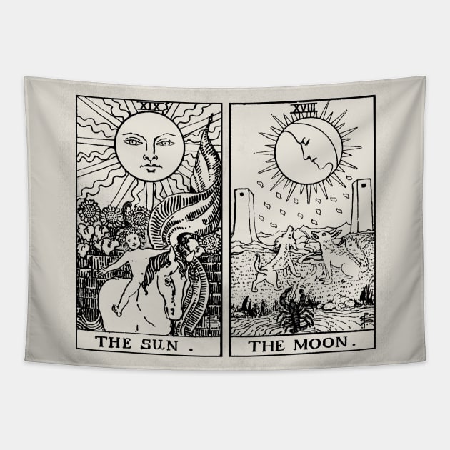 The Sun Moon Tarot Cards Sun And Moon Tapestry TeePublic