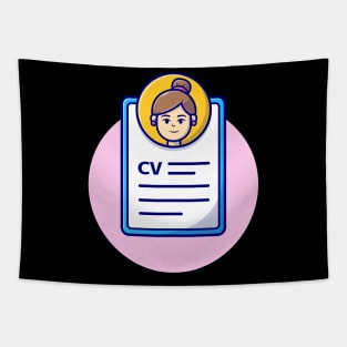 Curriculum Vitae Cartoon Vector Icon Illustration (2) Tapestry