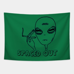 Spaced Out Alien Smoking green Tapestry
