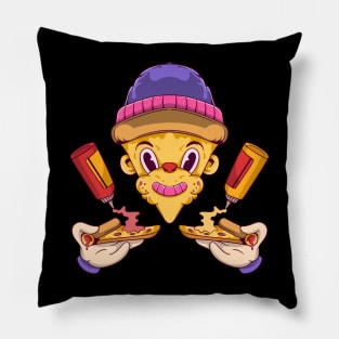 Pizza Man in 70s Character Style Pillow