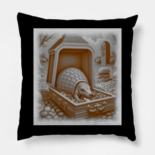 AI generated Pangolin in a wooden casket Pillow