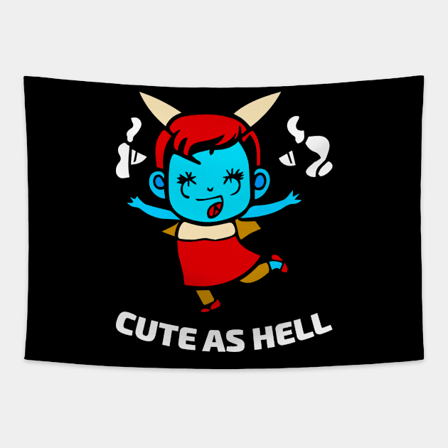 Cute as Hell Little Cute Demon Girl Tapestry by tatadonets